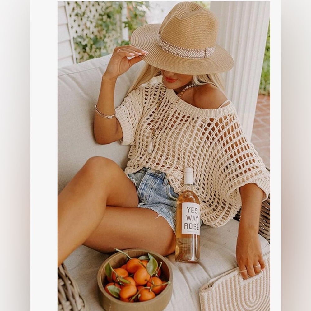 Beige Knit Off-Shoulder Sweater